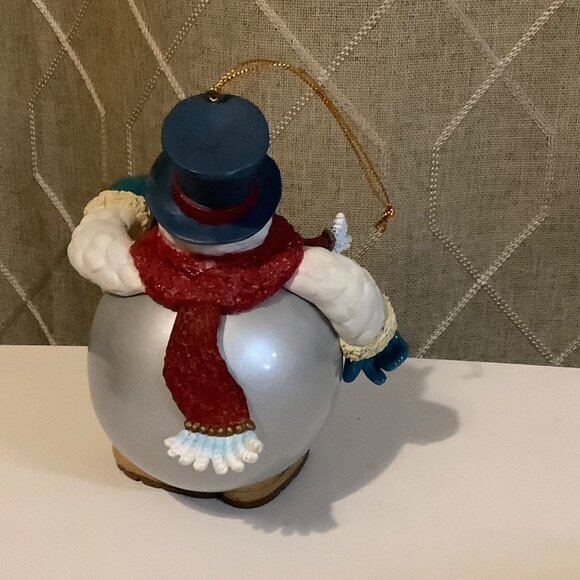 Vtg 1998 Collectible Matrix Snowman Christmas Ornament With Wreath & Top Hat 6” - Picture 2 of 7